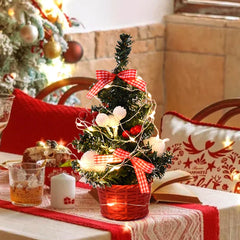 Ihomed 20/30cm Artificial Christmas Tree with LED Light Balls 2024 Christmas Decoration for Home 2025 New Year Gift Xmas Table Ornament