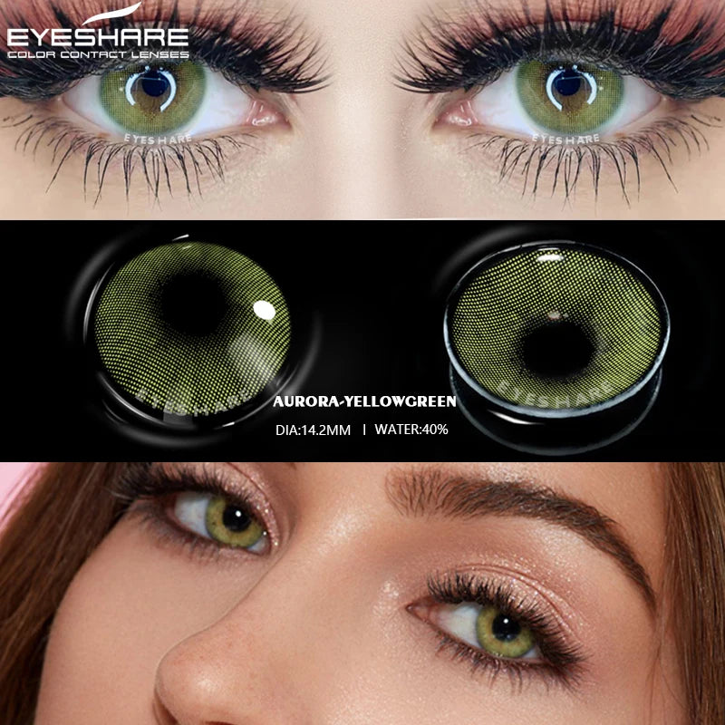 Ihomed 2pcs Color Contact Lenses for Eyes Aurora Brown Green Colored Lense Yearly Beauty Makeup Cosmetic GrayEyes Contact Lens