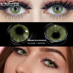 Ihomed 2pcs Color Contact Lenses for Eyes Aurora Brown Green Colored Lense Yearly Beauty Makeup Cosmetic GrayEyes Contact Lens