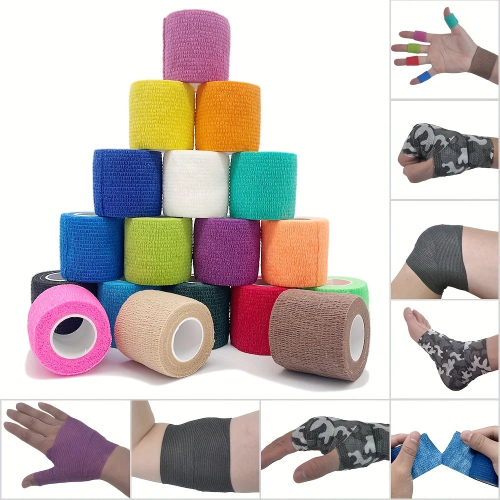 Ihomed 10 Rolls Colorful Sports Self Adhesive Elastic Bandage Wrap Tape Elastoplast For Knee Pads Finger Ankle Palm Aid Kit Pet Tool