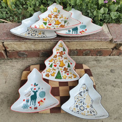 Ihomed Christmas Tree Plate Creative Ceramics Household Kitchen Acceesories Coceramic Complete Tableware Dinner Sets Home Decoration