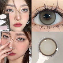 Ihomed 1Pair Color Contact Lens Pupils High Quality Cosmetic Blue Brown Makeup Black Lenses Eyes Blue Gray