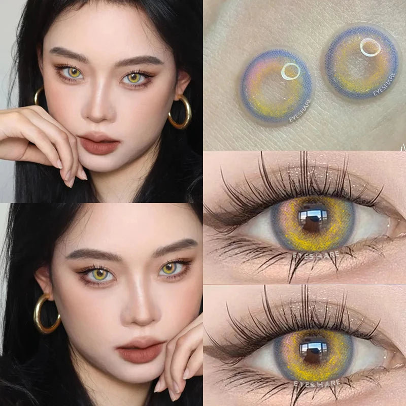 Ihomed New Lense 1 Pair Color Contact Lenses with Natural Eye Contact Lenses Blue Brown Green Lenses Pupils Beauty Color Lens