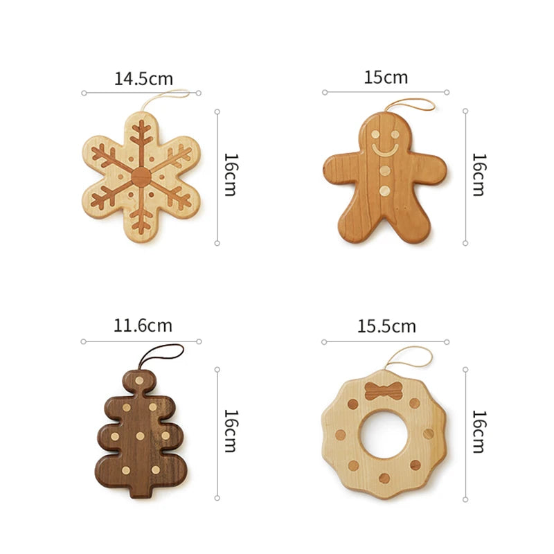 Ihomed Kawaii Wood Hanging Decoration Pot Heat Proof Snow Tree Gingerman Placemat Cup Holder Wooden Drink Coasters Home Holiday Decor