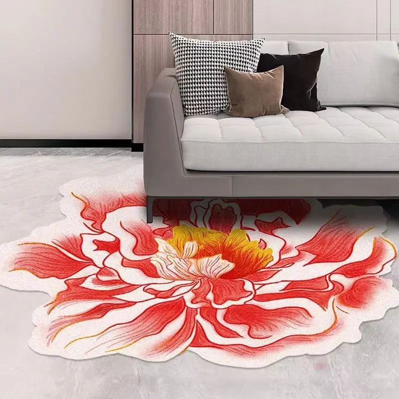 Ihomed 3D Golden Diamond Velvet Irregular Flower Carpet Living Room Decoration Balcony Bedroom Mat Bedroom Bedside Rug Room Decor