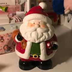 Ihomed Santa Claus Ceramic Jars Storage Candy Jars Handmade Painted Makeup Teapot Christmas Decorations Home Decor Kitchen Acceesories