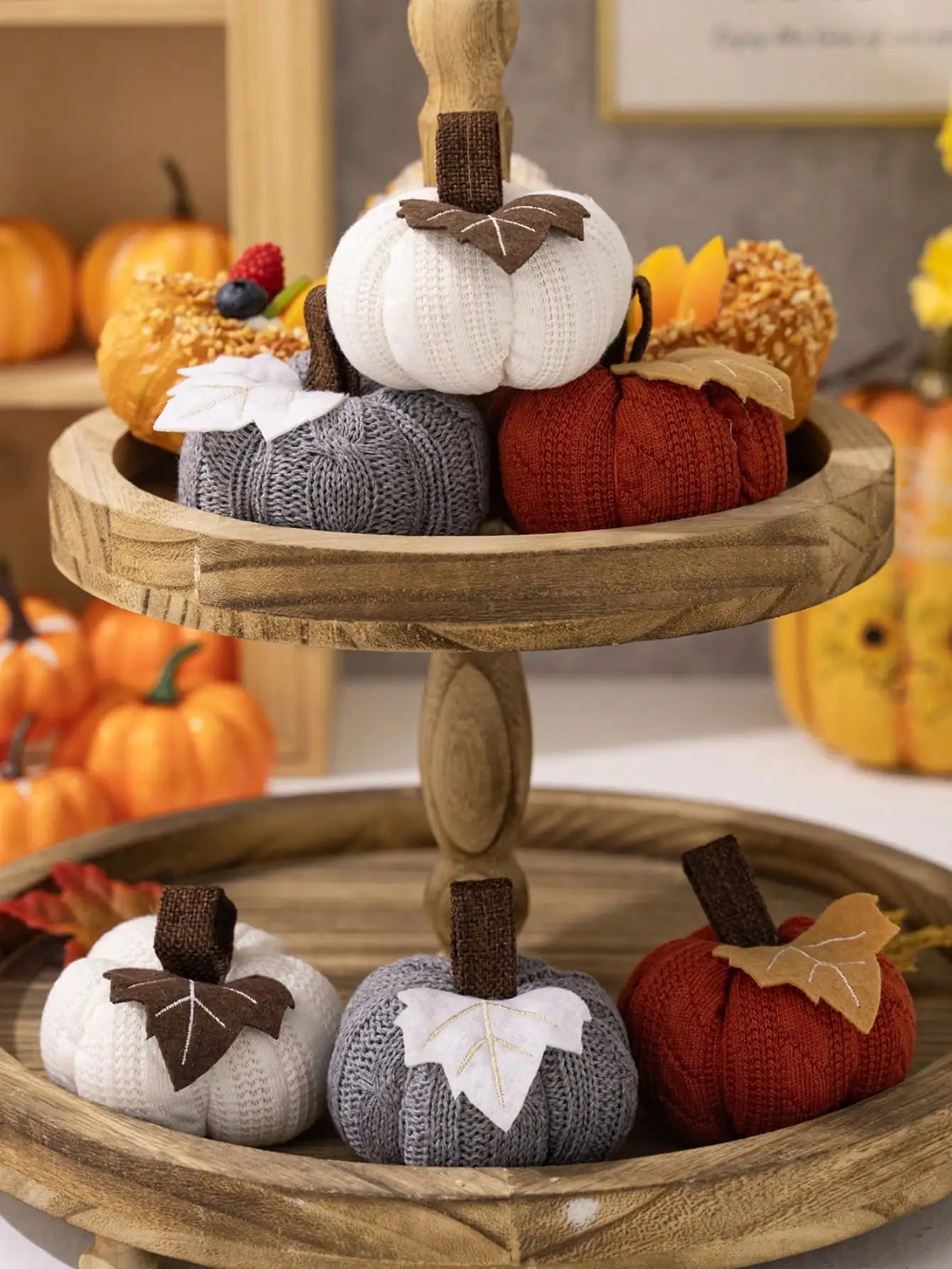 Ihomed 1PC home decoration ornaments Thanksgiving Harvest Day knitted pumpkin can be used as ornaments, banners, banners, and flags