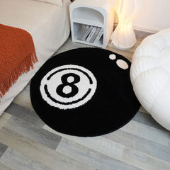 Ihomed 2024New Black And White 8 Ball Rugs Simulation Billiards Round Tufting Rugs Bedroom Floor Mat Aesthetic Home Decor Custom Carpet