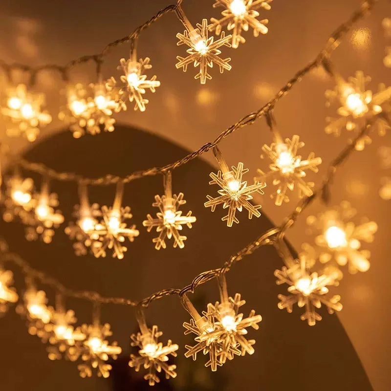 Ihomed 1/3/6M LED Snowflake Fairy Lights Battery/USB Power Copper Wire Garland Light New Year Garden Wedding Living Room Decoration