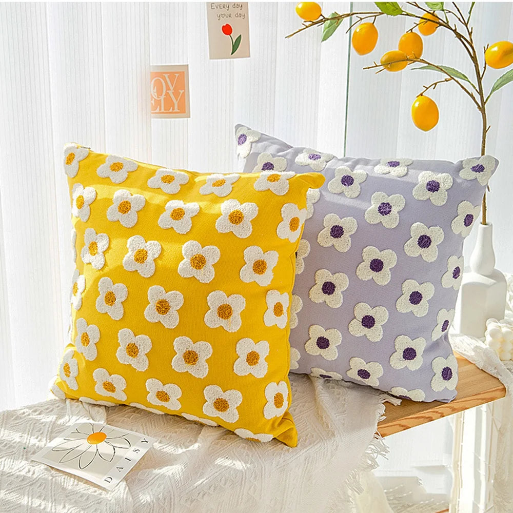 Ihomed Flower Jacquard Embroidery Pillow Cover 45X45 Cojines Decorativos Para Sofa Pillow Case Yellow Bohemia Decorations Pillowcases