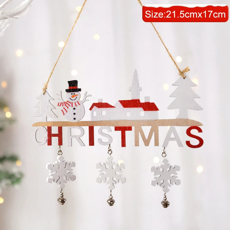 Ihomed Gnome Santa Claus Wooden Hanging Ornament 2024 Merry Christmas Decoration for Home Door Xmas Tree Pendants Navidad New Year 2025