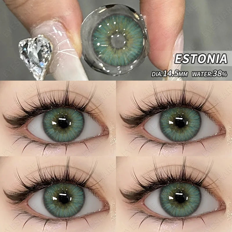 Ihomed New Color Contact Lenses for Eyes Fashion Green Lenses Brown Eyes Contacts Lenses Gray Contacts Lens Yearly 2pcs/pair