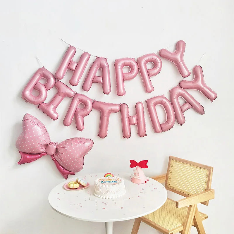 Ihomed 13pcs Rose Gold Happy Birthday Foil Letter Balloons Birthday Party Decorations Kids Adult Girl Boy Anniversary Globos Supplies