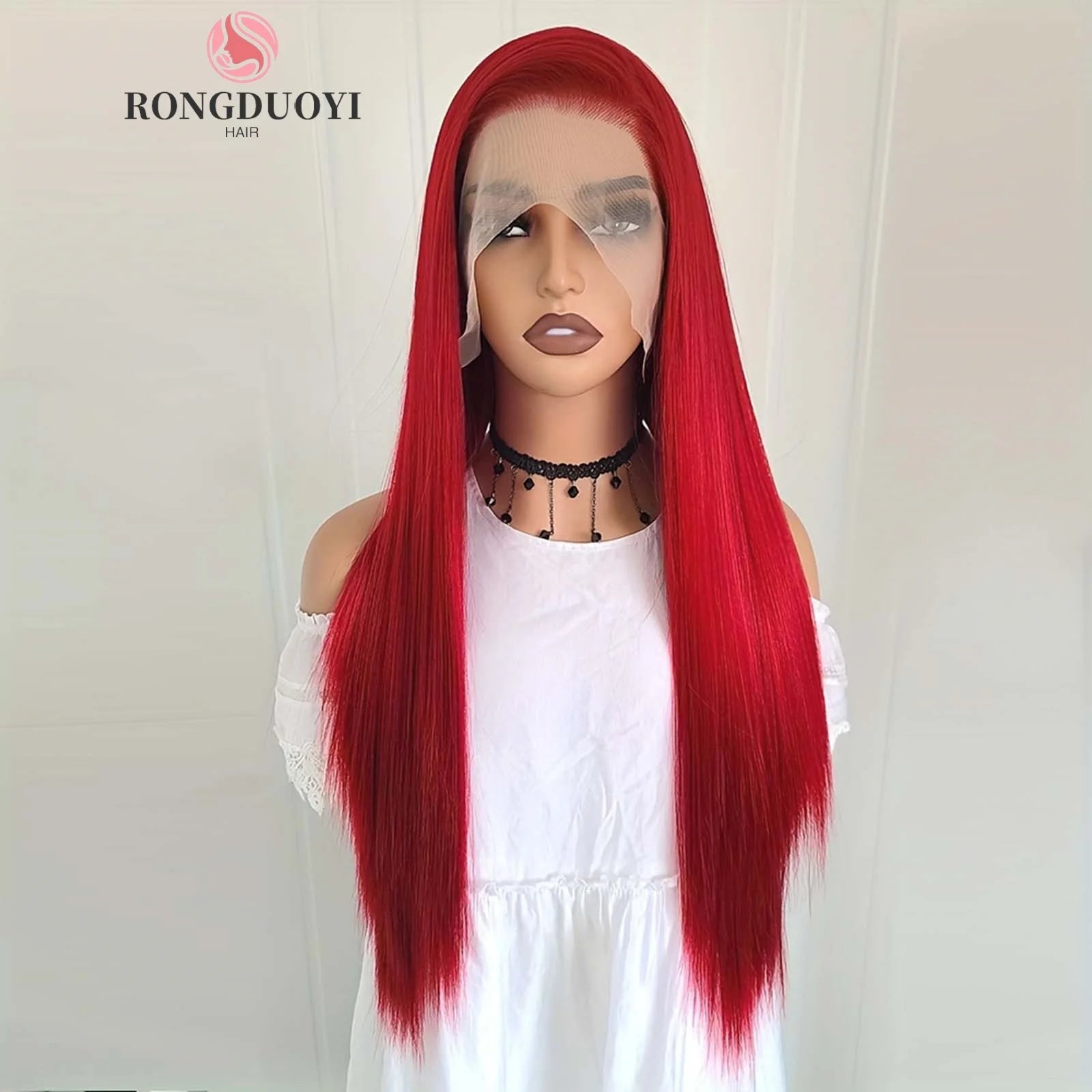 Ihomed Dark Red Wig Silky Straight Synthetic Lace Front Wig Natural Long Burgundy Colored Hair 13X4 Lace Frontal Wigs for Women Party