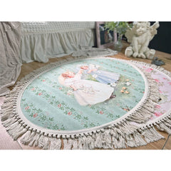 Ihomed Retro Plush Carpet Girl Cute Non-Slip Soft Tassel Floor Mat Home Decor Livingroom Rugs  Pastoral Comfor Bedroom Bedside Carpet