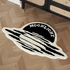 Ihomed Tufting Moon View Bedroom Carpet Black White Floral Bathroom Mat Soft Rug Bathmat Floor Tidy Pad Aesthetic Home Room Decor