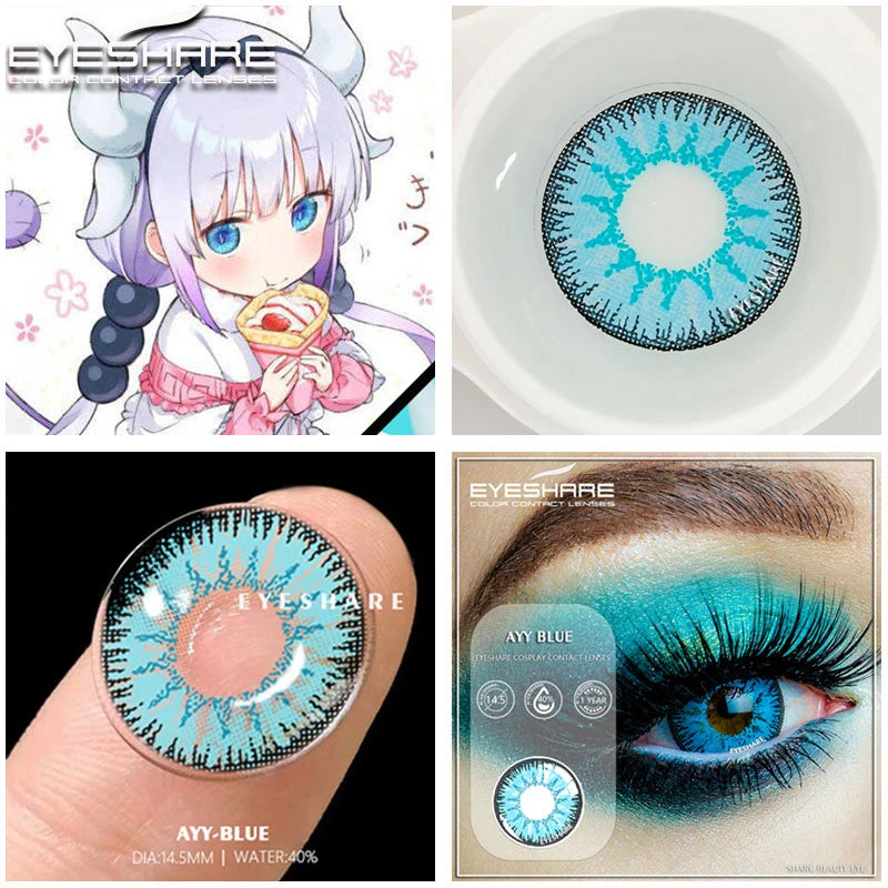 Ihomed 1Pair Cute Cosplay Colored Contacts Lenses Hoshino Ai Pupil Lens  Anime Lens Halloween Cosmetic Blue Eyes Contact Lens