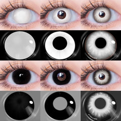 Ihomed 1Pair Colored Contact Lenses for Halloween White Lenses Cosplay Contact Lenses Crazy Lenses Gray Eyes Lens Black Lenses