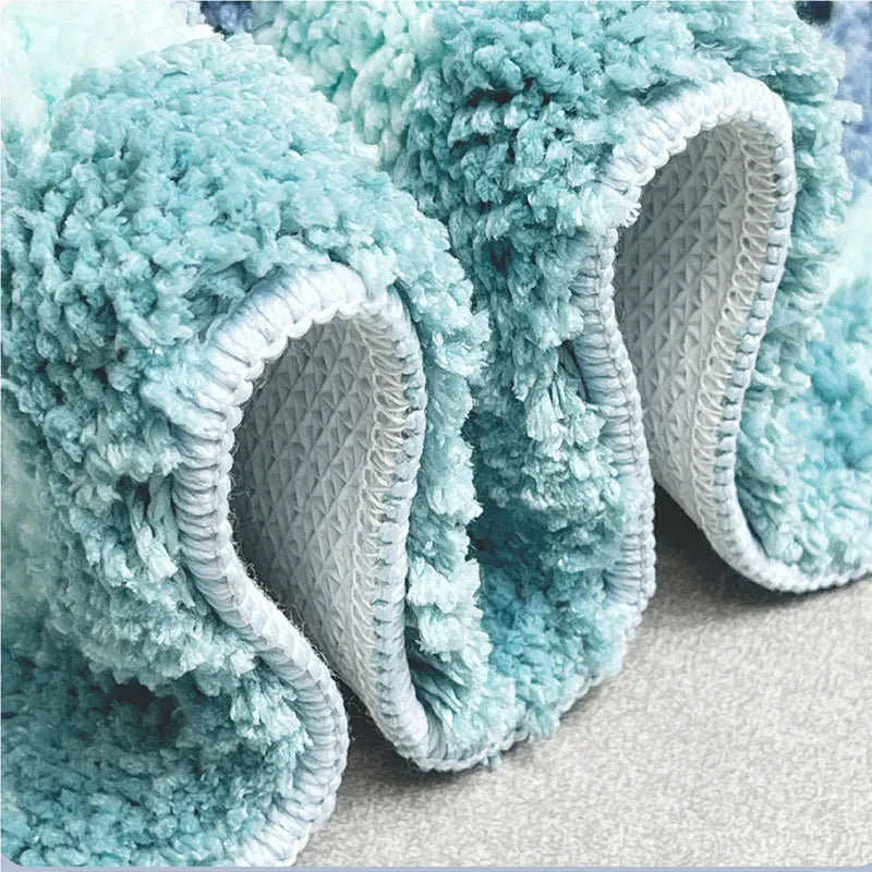 Ihomed 40X60Cm Wave Rug High-Quality Flocking Antislip Carpet Bathroom Blue Sea Tufted Carpet House Decoration Kid Room Bedside Rug