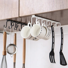 Ihomed Iron 12 Hooks Storage Shelf Wardrobe Cabinet Metal Under Shelves Mug Cup Hanger Bathroom Kitchen Organizer Hanging Rack Holder