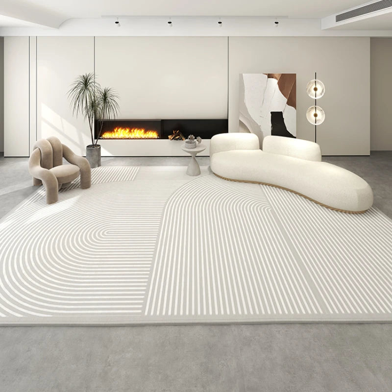 Ihomed Beige Striped Minimalist Rug Comfortable Large Area Living Room Rugs Refreshing Bedroom Carpet Luxury Home Balcony Carpets Tapis
