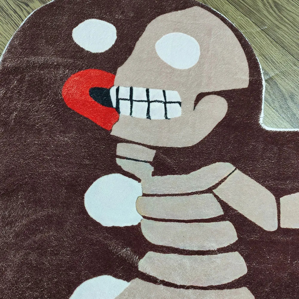 Ihomed Gingerbread Skeleton Printed Rug, Cartoon Customized Anti-Slip Carpet, Christmas Decor Halloween Gift Seeing Ghost Bedroom Rug