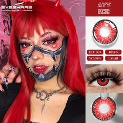 Ihomed Halloween Colored Contact Lenses for Cosplay Party Crazy Lenses Blue Contact Red Eyes Lenses 1Pair Yearly Color Lens