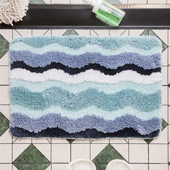 Ihomed 40X60Cm Wave Rug High-Quality Flocking Antislip Carpet Bathroom Blue Sea Tufted Carpet House Decoration Kid Room Bedside Rug