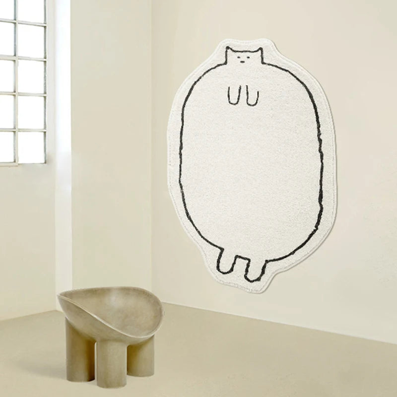 Ihomed Lovely Cat Bedroom Rug Soft Long Fluffy Animals Bedside Carpet Bathmat Pad Bathroom Mat Doormat Aesthetic Home Kids Room Decor