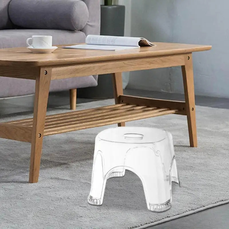 Ihomed Bathroom Bath Stool Non-Slip Transparent Shoe Change Stool Toilet Thickened Plastic Low Stool for Bathroom Bedside