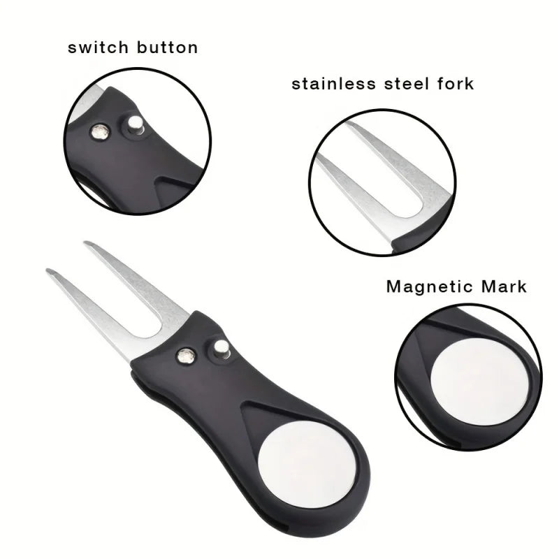 Ihomed All-in-One Magnetic Golf Fork: Effortless Turf Repair & Durable Ball Markers - Perfect Accessory for Every Golfer