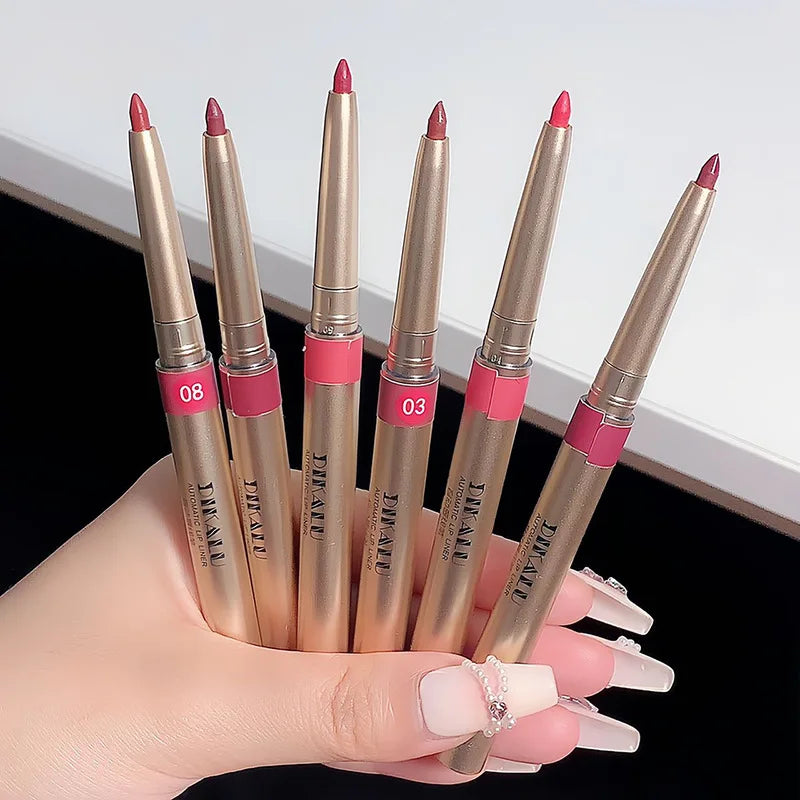 Ihomed Auto Rotate Red Lip Liner Pencil Stick Makeup Long Lasting Lipstick Pencil Waterproof Moisturizing Lipstick Pencil Korean Makeup