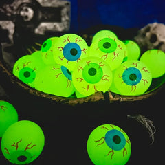 Ihomed 10pcs Glow in The Dark Eyeball 32MM Bouncy Ball Halloween Supplies Toys Horror Luminous Scary Ball Kids Toys Gift Fake Eyeballs