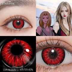 Ihomed 2pcs Cosplay Blue Contact Lenses Halloween Makeup Colored Contacts Lenses for Eyes Anime Eye Contacts Lens Red Lens