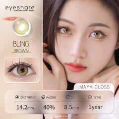 Ihomed BLING 1 Pair Korean Color Contact Lenses with Natural Eye Contact Lenses Blue Brown Green Lenses Pupils Beauty Color lens