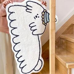 Ihomed Cute Dog Bedside Rug Cartoon Carpet For Living Room Non-Slip Area Rug Cute Soft Floor Mat Korean Room Decor Creative Table Mat