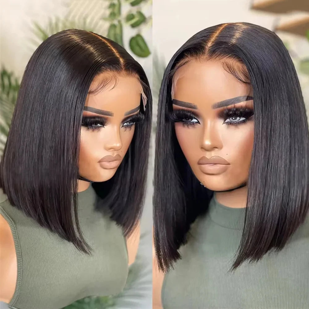 Ihomed Bob Short Straight Human Hair Wigs Yellow Colored Lace Front Wigs For Women Lemon Yellow Straight Bob Wig Lace Frontal Wigs