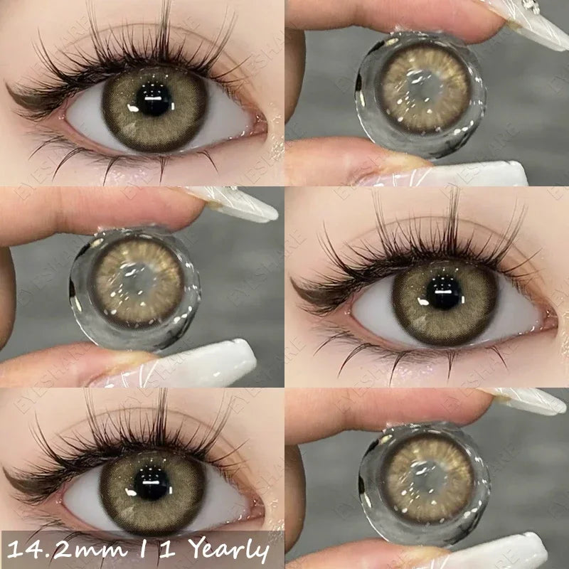 Ihomed New Colored Contacts Lenses for Eyes Blue Contact Lenses Brown Eyes Contact Lenses Yearly Gray EyeContact Lens 14.2mm