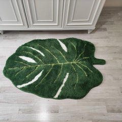 Ihomed Monstera Leaf Rugs for Bedroom Aesthetic Minimalist Home Decor Housewarming Handmade Gift Soft Kitchen Decor Bathroom Rug