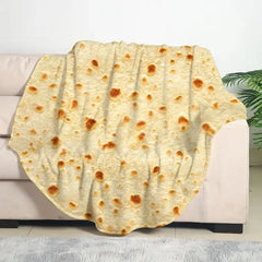 Ihomed Multi-size Funny Round Corn Tortilla Blanket Soft Warm Throw Blanket for Sofa, Office, Bed, Camping Traveling Flannel Blankets