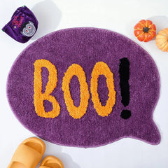 Ihomed Bathroom Fun Letter "Boo" Non-Slip Rug Mat Plush Foot Warmer Bedside Floor Mat Home Room Area Decoration Interesting Carpet