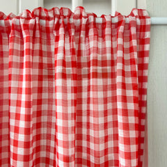 Ihomed Classic Red Plaid Ruffle Short Curtain Sheer For Kitchen Retro Soft Tulle Curtains For Bedroom Small Window Coffee Half-curtain