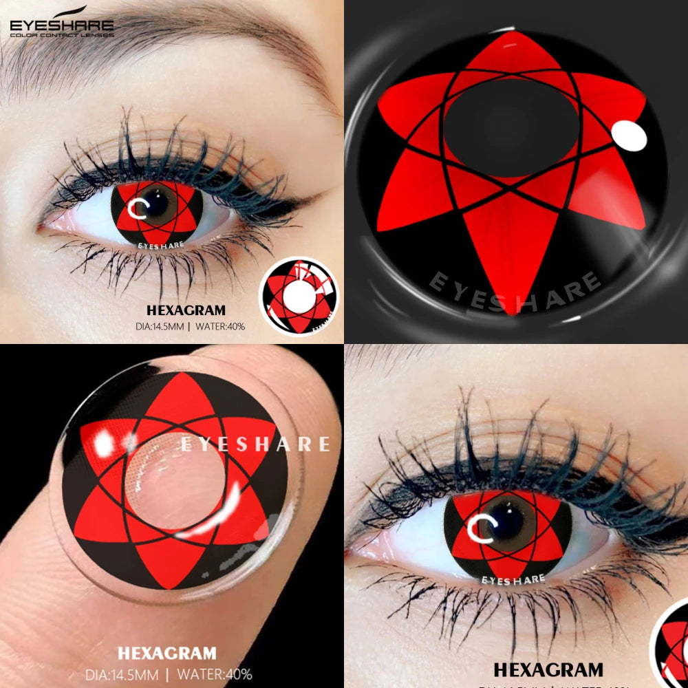 Ihomed 1 Pair Sharingan Contact Lenses for Eyes Cosplay Lenses Red Anime Lense Hatake Kakashi Lenses Yearly Eyes Contact Lens