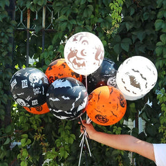 Ihomed 30/10Pcs Scary Halloween Balloons Kids Toys Pumpkin Skeleton Ghost Bar Party Decor Balloon Halloween Black Orange Latex Balloon