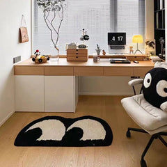 Ihomed Cartoon Tufted Big Eyes Black Carpet Squinting Funny Children's Bedroom Bedside Rug Living Room Sofa Area Floor Mat