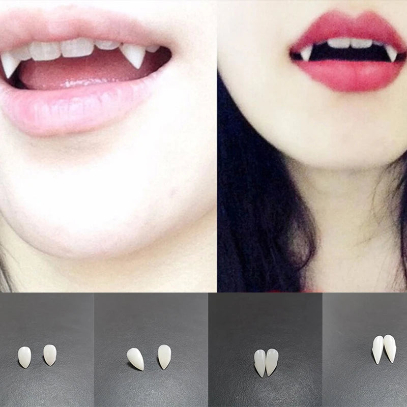 Ihomed 1 Pair Halloween Vampire Teeth Fangs Dentures Prop Party Costume DIY Cosplay Props Fake Teeth Resin Fangs Zombie Masquerade Prop