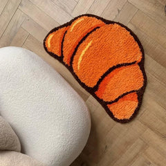 Ihomed Brown Croissant Shape Tufted Rug Non-slip Hallway Entrance Bread Rug Home Warm Decoration Accessories Anti-Slip Floor Safety Mat