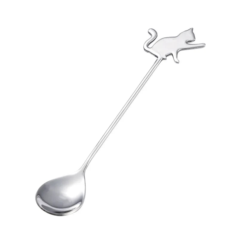 Ihomed Coffee Spoon Lovely Cute Cat Shape Teaspoon Dessert Snack Scoop Ice Cream Mini Spoons Kitchen ToolsTableware 304 Metal