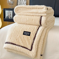 Ihomed New Half Sides Fleece Autumn Winter Blanket for Bed Soft Fluffy Warm Sofa Cover Blankets Glade A Comfortable Warmth Blanket