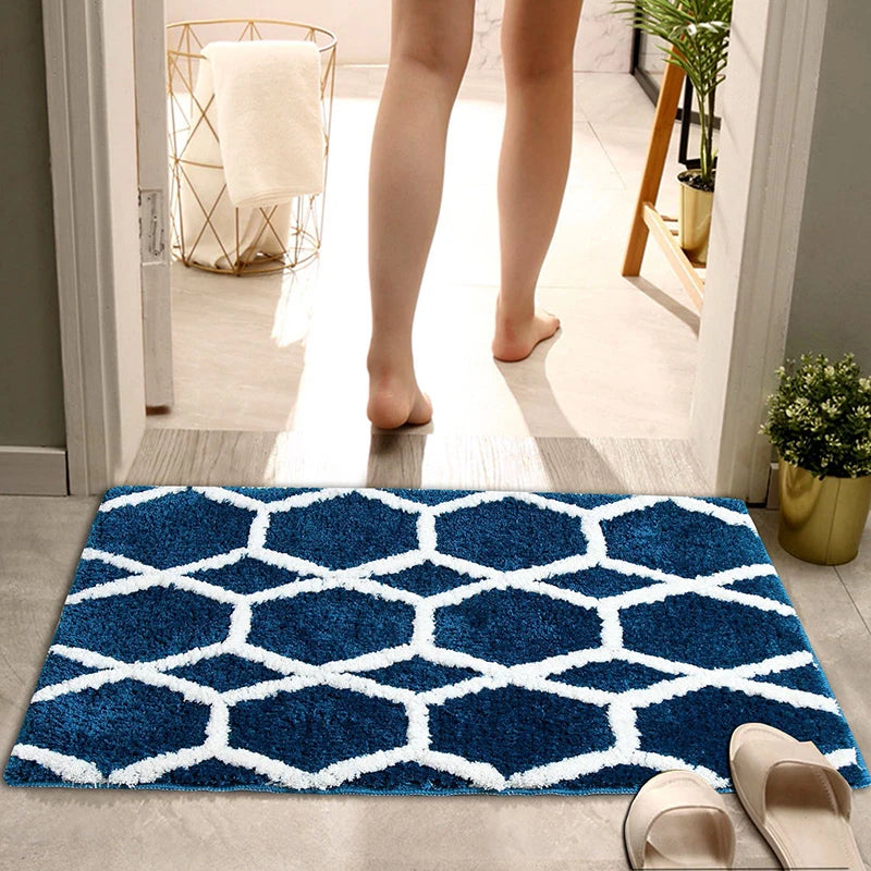 Ihomed Tufted Non-Slip Rug Diamond Pattern Bathroom Flocking Carpet Mat Room Entry Floor Mats Bedroom Bedside Rugs